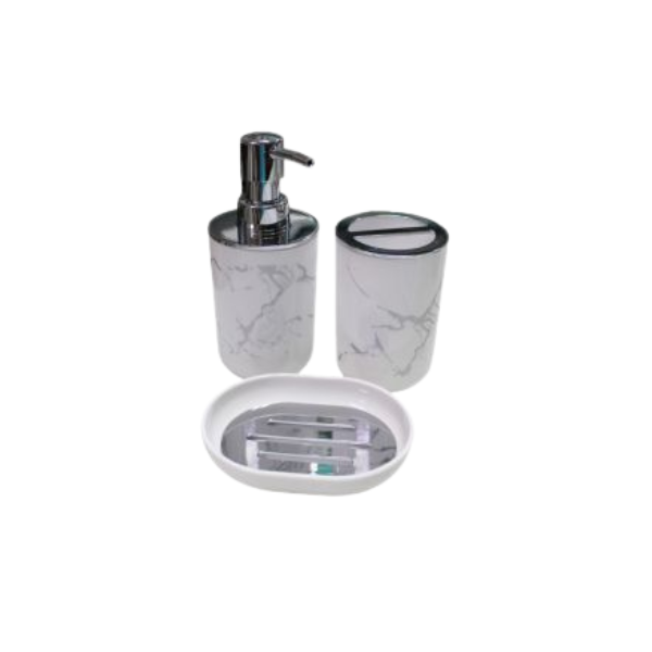 ACCESORIOS P/BAÑO SET/3PZAS-METAL-BANCO/PLATEADO (734-606WE3)