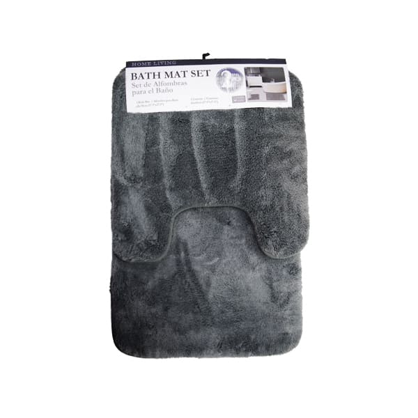 ALFOMBRA DE BAÑO SET 2PZAS POLIESTER GRIS 736-0455174G