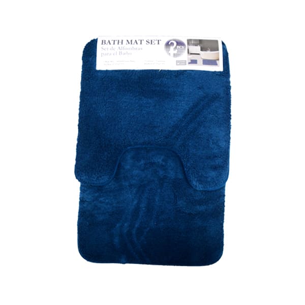 ALFOMBRA DE BAÑO SET 2PZAS POLIESTER AZUL 736-0455176AZ