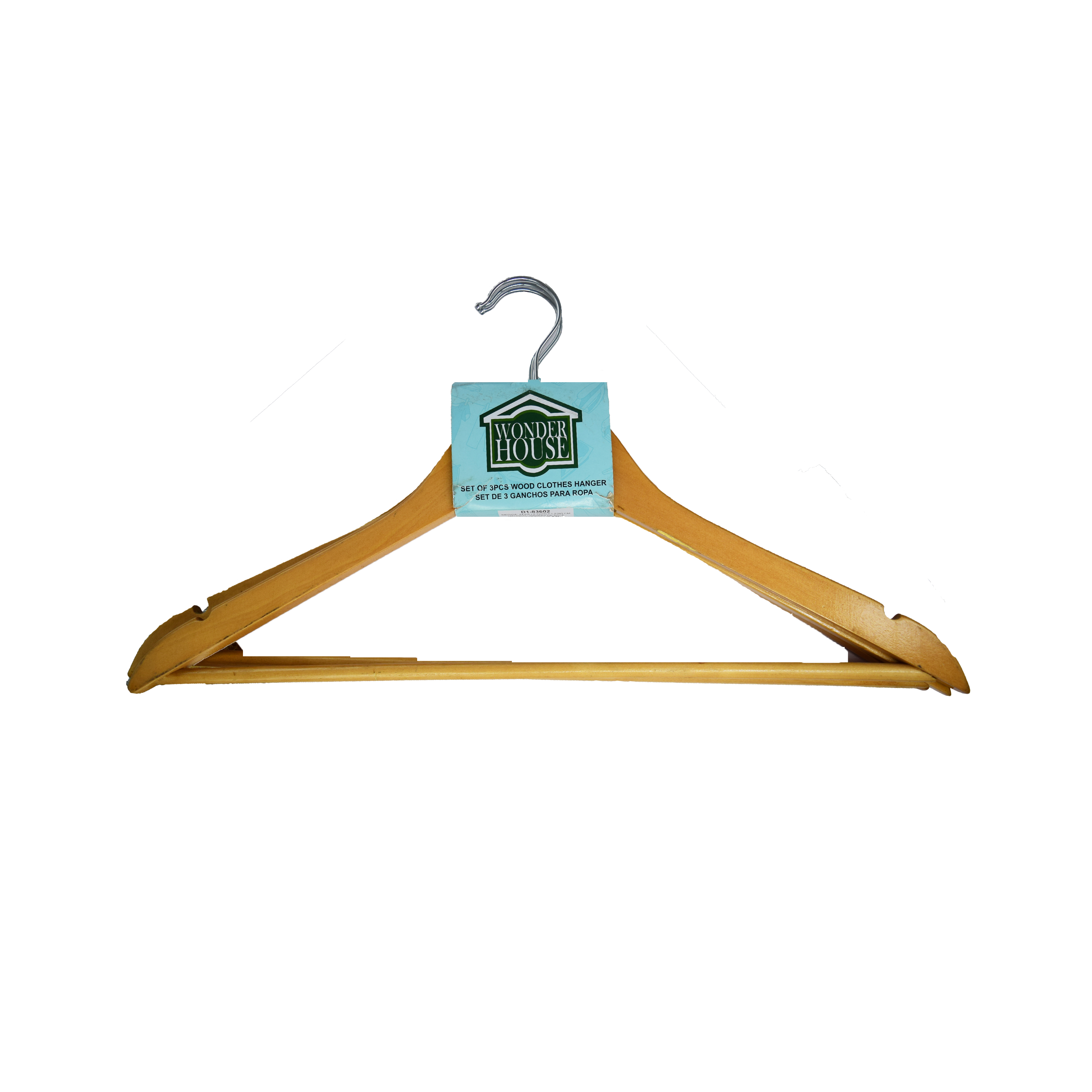 GANCHO P/ROPA 3PZAS MADERA 83602