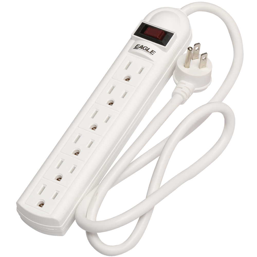 TM ELECTRON Regleta 6 Enchufes Con 2xUsb Blanco y Interruptor TMUAD306  Blanco