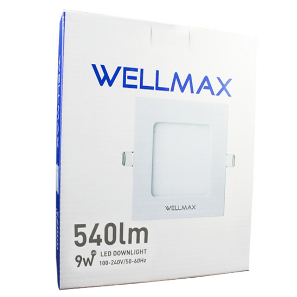 PANEL LED 5 WELLMAX EMPOTRAR DE 9W 6500K CUADRADO