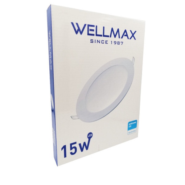 PANEL LED 8 WELLMAX EMPOTRAR DE 15W 6500K REDONDO