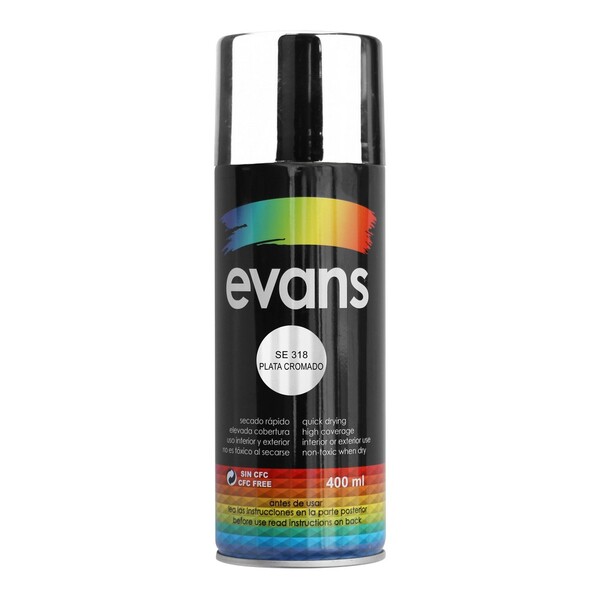 PINTURA EN SPRAY PLATA CROMADO 12.5 OZ EVANS SE318