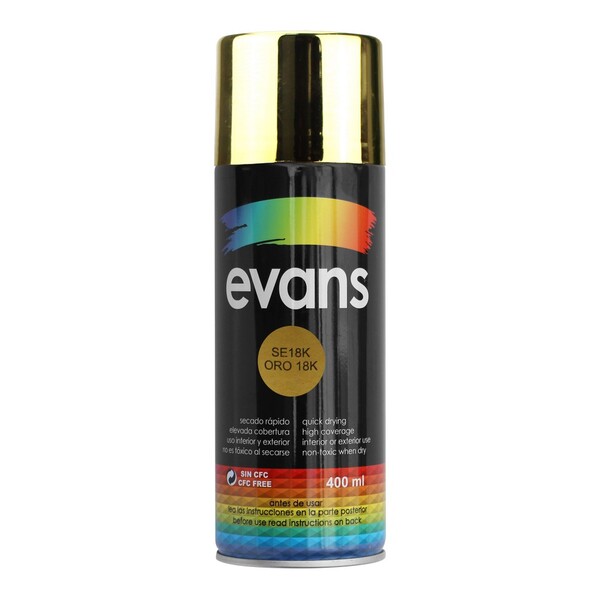 PINTURA EN SPRAY ORO 12.5 OZ EVANS SE18K - Ferreterías Lemus El Salvador