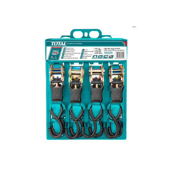 FAJA SUJETADORA TOTAL C/RATCHET 0.65Ton (set 4pcs) THTRS065606