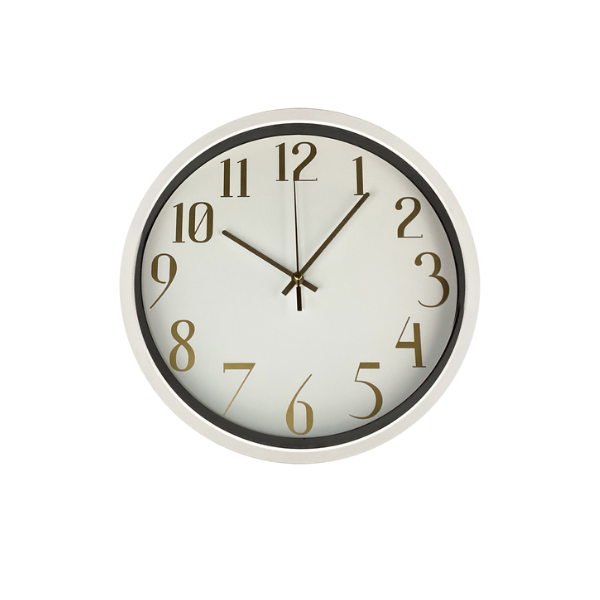 RELOJ DE PARED 25CM BLANCO/DORADO 602-01057
