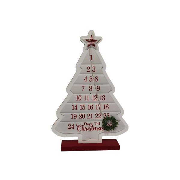 ADORNO NAVIDAD CALENDARIO ARBOL BLANCO/ROJO  201-9200084