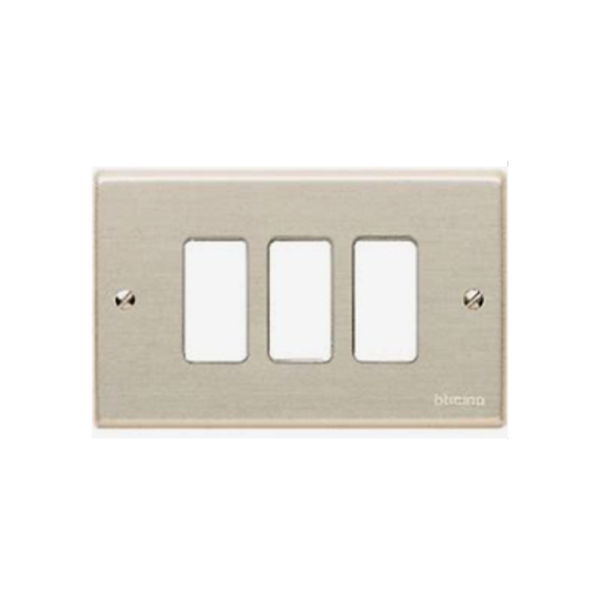 PLACA TRIPLE MAGIC BTICINO ALUMINIO (503/3SR)