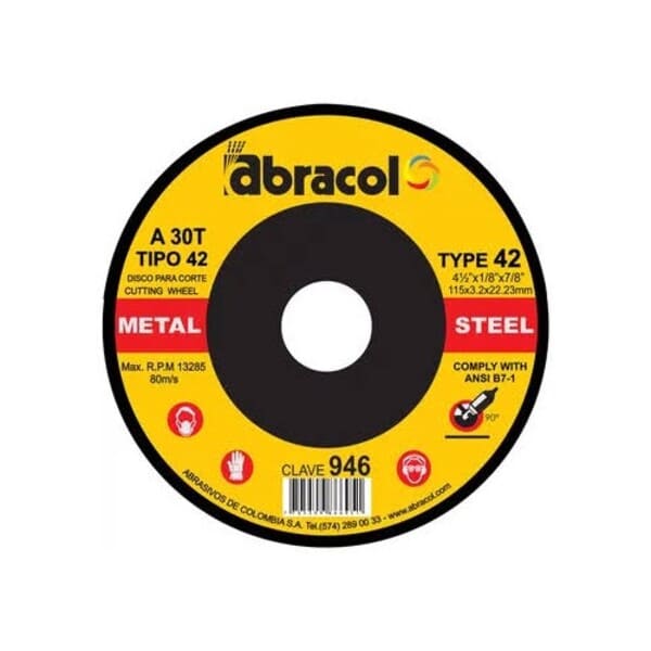 DISCO CORTE METAL ABRACOL 4-1/2X1/8PLG 946