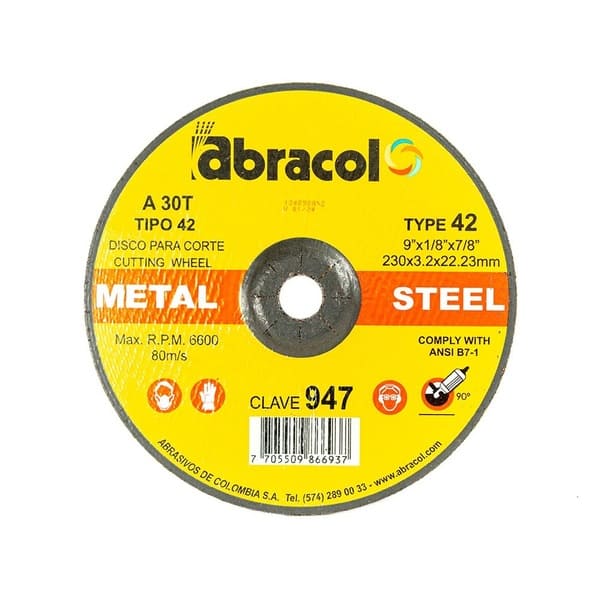 DISCO CORTE METAL ABRACOL 9X1/8PLG