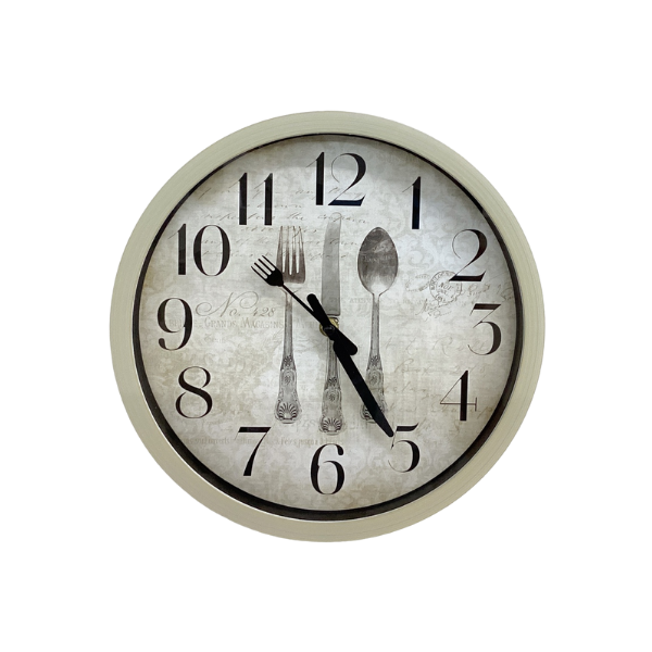 RELOJ DE PARED 30X30CM PLASTICO CREMA/BLANCO 602-36763