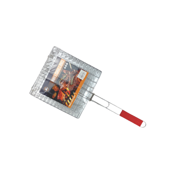 PARILLA P/BARBACOA C/MANGO METAL PLATEADO-ROJO 741-37858
