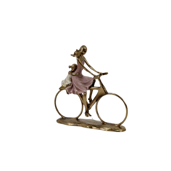 ADORNO PARA MESA MADRE E HIJA BICICLETA POLIRESINA 24X7.50X25cm ROSADO-BLANCO-DORADO CONCEPTS 437-4220088