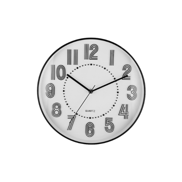 RELOJ PARA PARED PLASTICO 30 cm NEGRO TIMES TOWER & CO. 602-05695