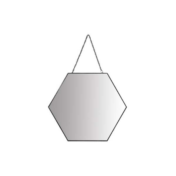 ESPEJO DECORATIVO HEXAGONAL PARA PARED HIERRO/VIDRIO 30x26 cm NEGRO DECORE 729-02598