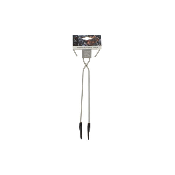 UTENSILIO PINZA PARA BARBACOA ACERO INOXIDABLE/SILICON 36 cm PLATEADO/NEGRO BISTRO 741-36880