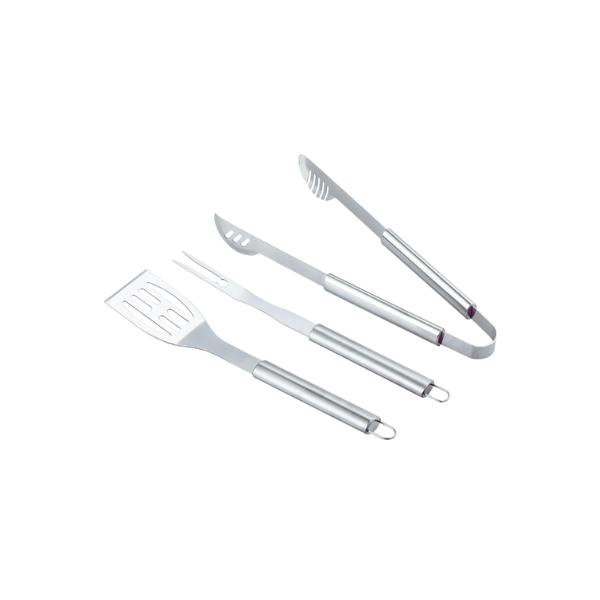 UTENSILIO PARA BARBACOA ACERO INOXIDABLE PLATEADO BISTRO BBQ (SET 3 PZA) 741-04618
