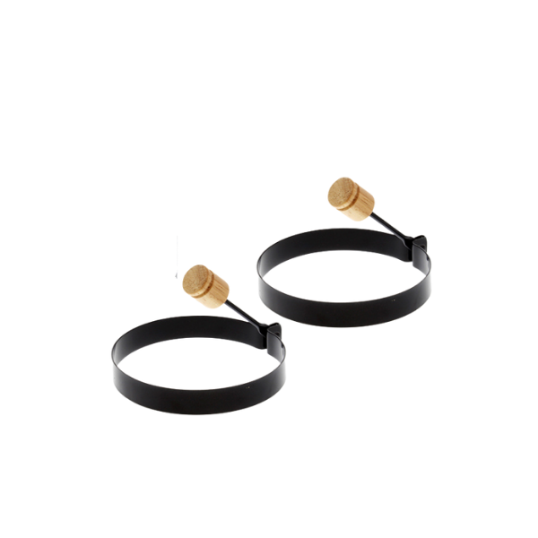 MOLDE PARA HUEVOS ACERO AL CARBONO 10 cm NEGRO HIC KITCHEN (SET 2 PZA) 739-43114