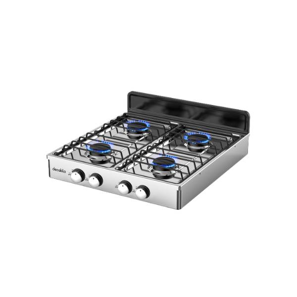 COCINA DE GAS 4 QUEMADORES ACERO INOXIDABLE PLATEADO DECAKILA KMGS038M