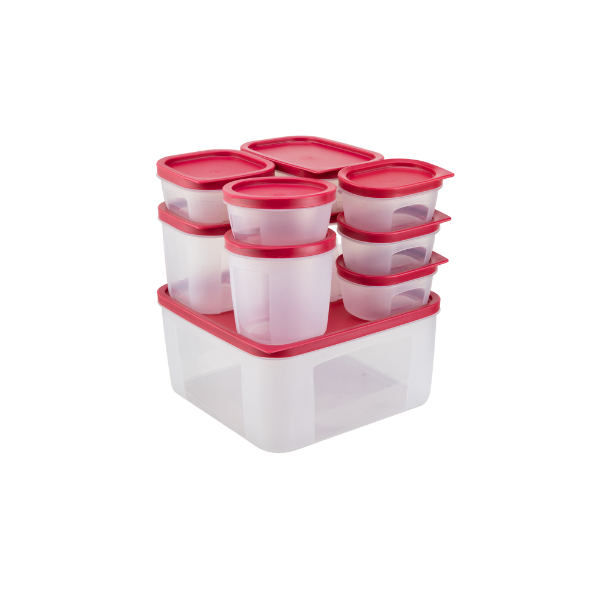 HERMÉTICO PLASTICO TRANSPARENTE/ROJO DECAKILA (SET 10 PZA) KMTT120R