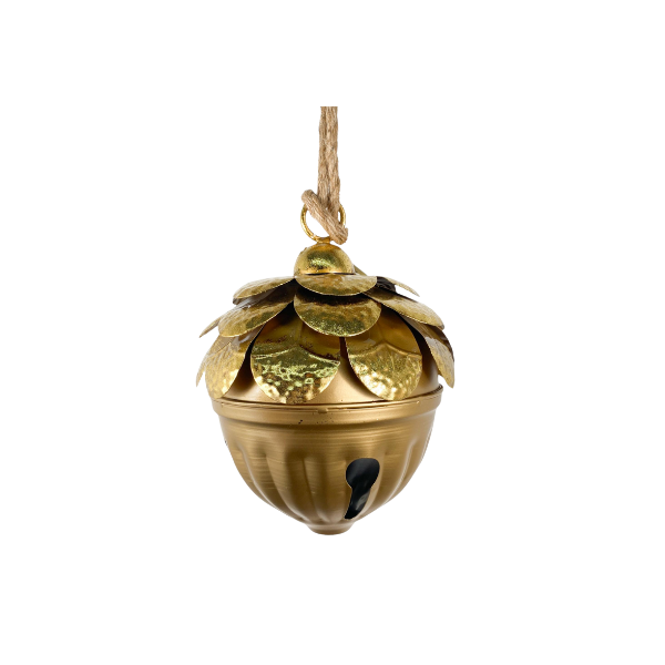 ESFERA NAVIDAD BELLOTA CASCABEL COLGANTE HIERRO 22.9x22.9x26.7 cm DORADO SANTINI 202-1900018