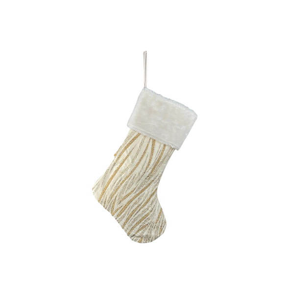 ADORNO NAVIDAD BOTA CON BRILLOS POLIESTER 18.5x2x61 cm BLANCO/DORADO SANTINI 160-4503512