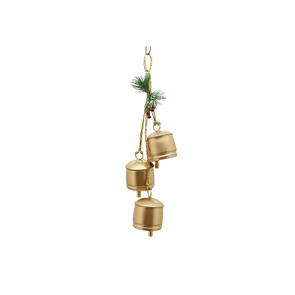 ADORNO NAVIDAD CAMPANAS COLGANTE HIERRO 12.7x12.7x52 cm DORADO SANTINI 200-4200069