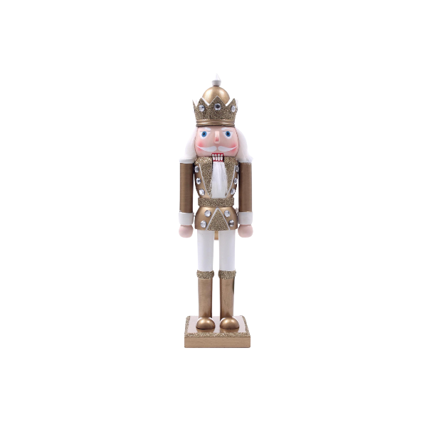 ADORNO NAVIDAD CASCANUECES MADERA 30 cm DORADO/BLANCO SANTINI 046-414146