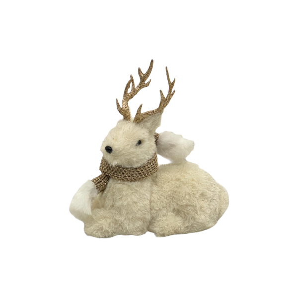 ADORNO NAVIDAD RENO FOAM/POLIESTER 23x11x23 cm BLANCO/BEIGE SANTINI 140-0500496