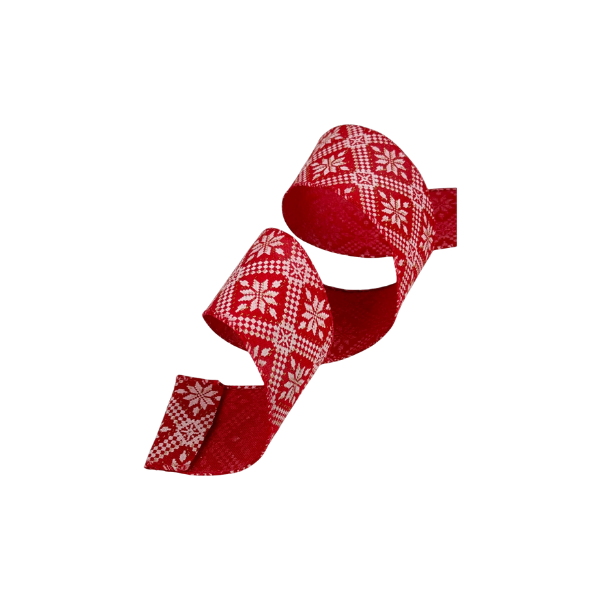 LISTÓN NAVIDAD ESTAMPADO COPO DE NIEVE POLIESTER 6.3x823 cm ROJO/BLANCO SANTINI 130-5800462