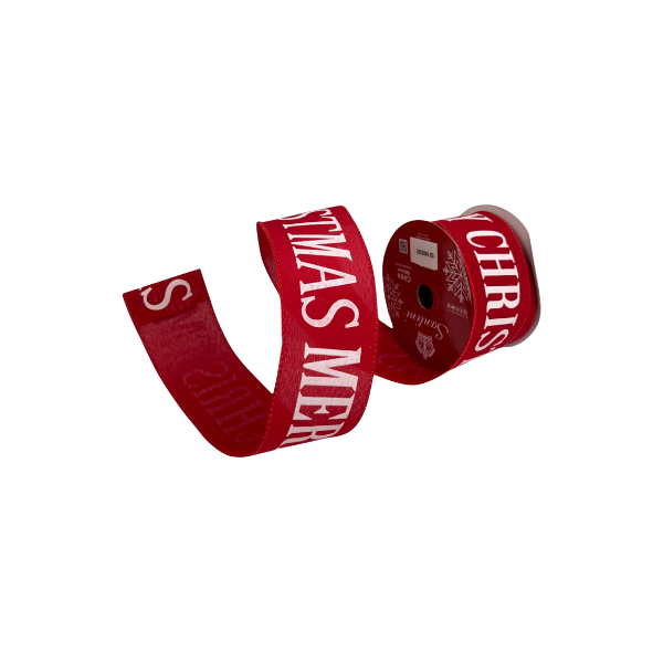LISTÓN NAVIDAD MERRY CHRISTMAS POLIESTER 6.3x823 cm ROJO SANTINI 130-5400562