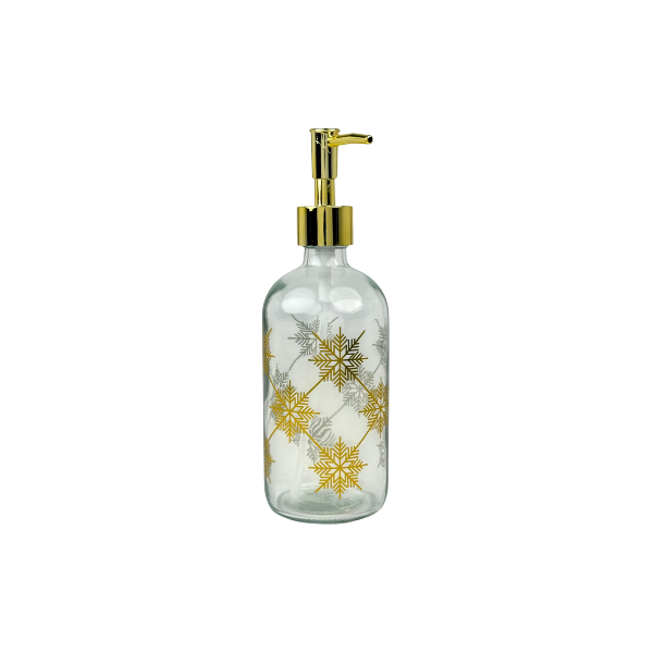 DISPENSADOR COPOS DE NIEVE PARA JABON VIDRIO 500 ml TRANSPARENTE/DORADO SANTINI 200-8700141