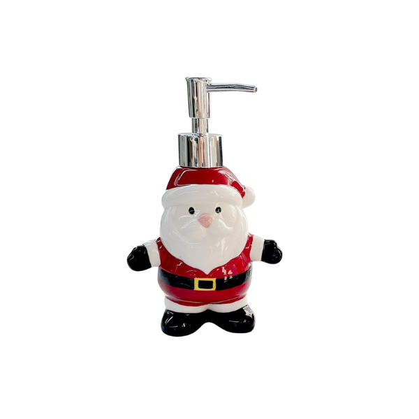 DISPENSADOR NAVIDAD SANTA PARA JABON CERAMICA 250 ml ROJO/BLANCO SANTINI 200-8900117