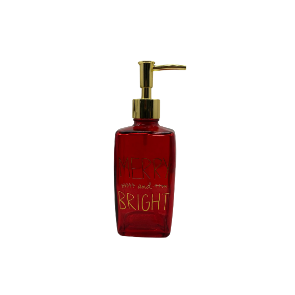 DISPENSADOR NAVIDAD MERRY BRIGTH PARA JABON VIDRIO 500 ml ROJO SANTINI 200-8700114