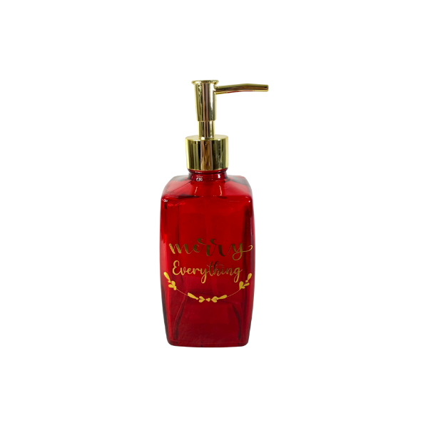 DISPENSADOR NAVIDAD MERRY EVERYTHING PARA JABON VIDRIO 500 ml ROJO SANTINI 200-8700135