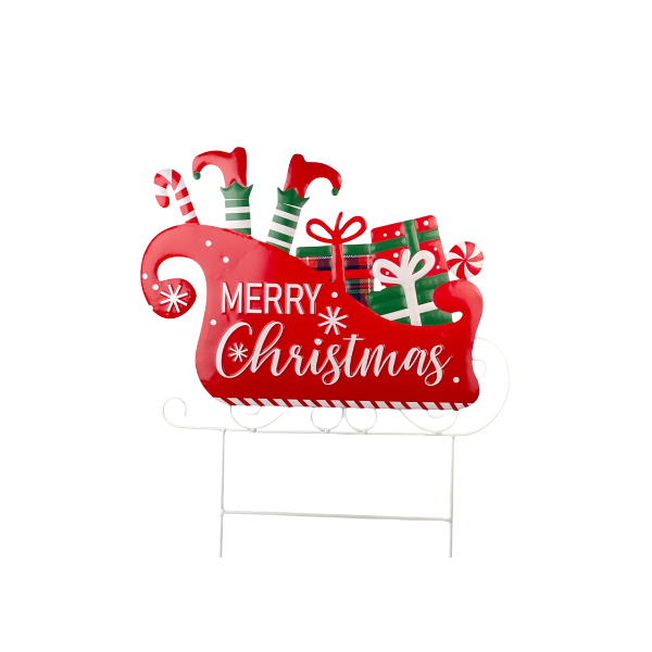 ESTACA NAVIDAD TRINEO HIERRO 49x1.5x61 cm MULTICOLOR SANTINI 201-9200186