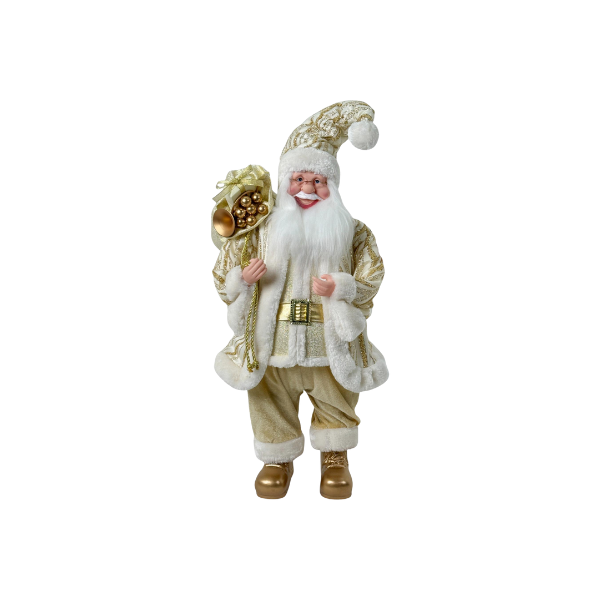 ADORNO NAVIDAD SANTA PLASTICO 30x22.5x71 cm DORADO/BLANCO SANTINI 160-4503504B