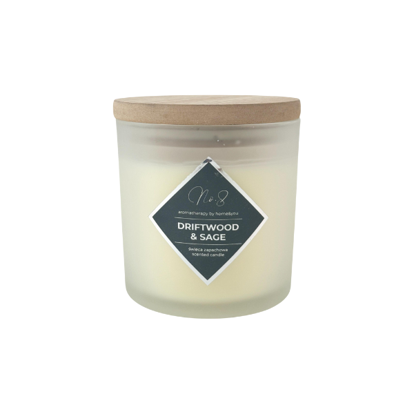 VELA CON TAPA DRIFTWOOD & SAGE VIDRIO 10x10x11 cm BLANCO/AZUL SANTINI 200-9600372