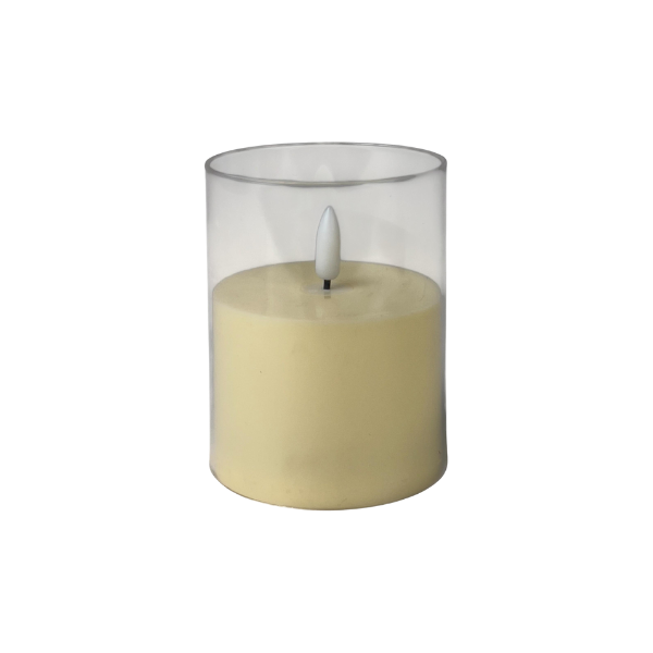 VELA CON LUZ PLASTICO 8x8x10 cm CREMA SANTINI 200-3700309B
