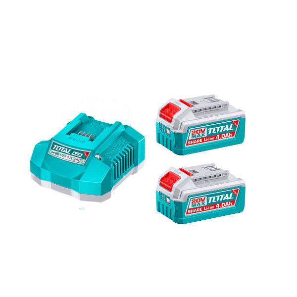 BATERÍA TOTAL P/HERRAMIENTA INALÁMBRICA IND 20V SET 2 BATERIAS 4.0Ah + CARGADOR RÁPIDO 4A UTFBCPK2013
