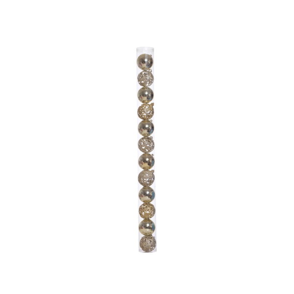 ESFERA NAVIDAD 8 cm DORADO-CHAMPAGNA-PERLADO MIRO (SET 12 PZA) 831-XB023-25I2
