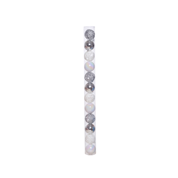 ESFERA NAVIDAD 8 cm PLATEADO/BLANCO MIRO (SET 12 PZA) 831-XB023-25C1