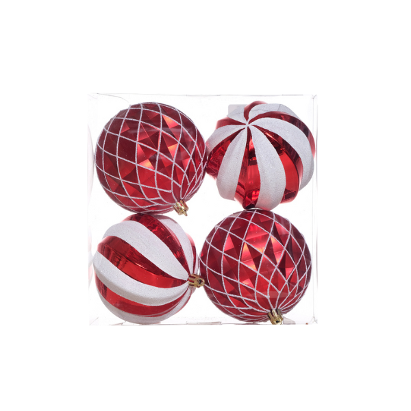 ESFERA NAVIDAD 10 cm ROJO MIRO (SET 4 PZA) 831-239-2430R