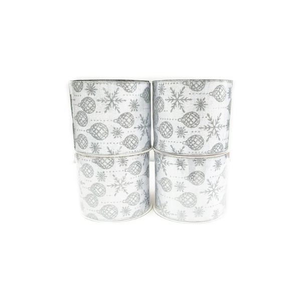 LISTÓN NAVIDAD ESTAMPADO POLIESTER 914 cm PLATEADO MIRO 831-AMX082-2534