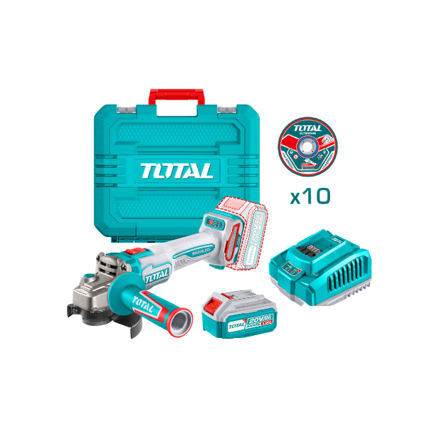 ESMERILADORA INALÁMBRICA ANGULAR TOTAL IND 4-1/2plg 20V 1200W VEL. VARIABLE UTAGLI2211531