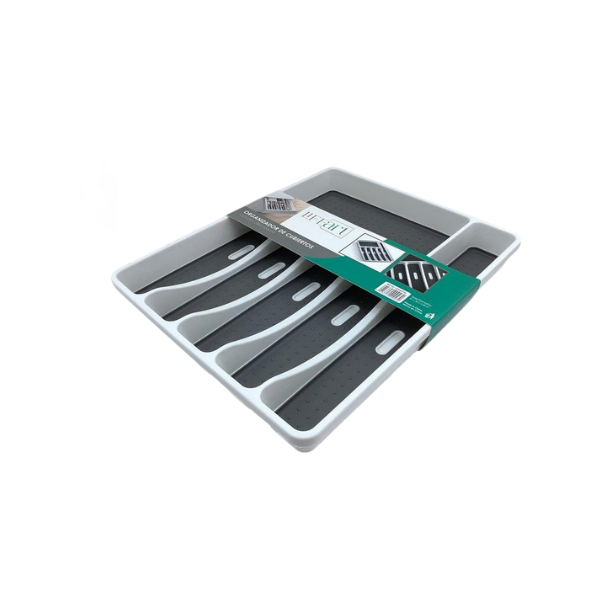 PORTACUBIERTOS 6 ESPACIOS POLIPROPILENO BLANCO/GRIS LIFE ART 723-KCP103