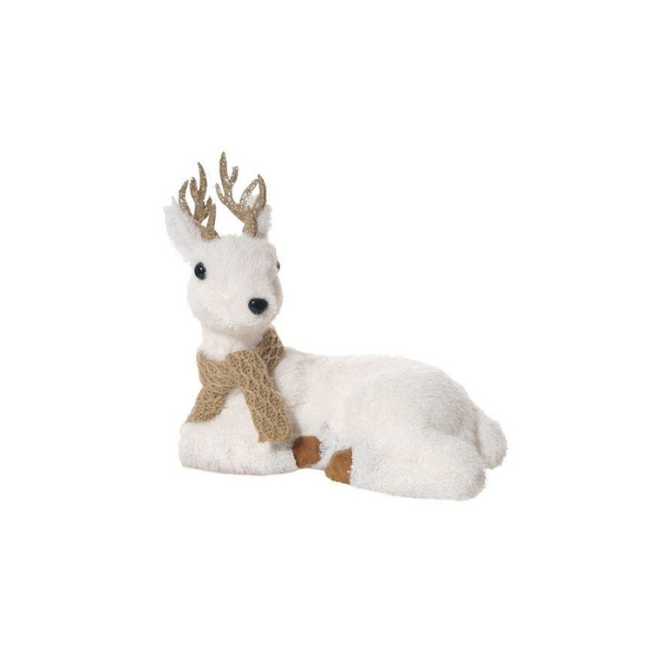 ADORNO NAVIDAD RENO FOAM/TELA 24X12X20 cm BLANCO/CAFÉ 831-AMX071-2428B