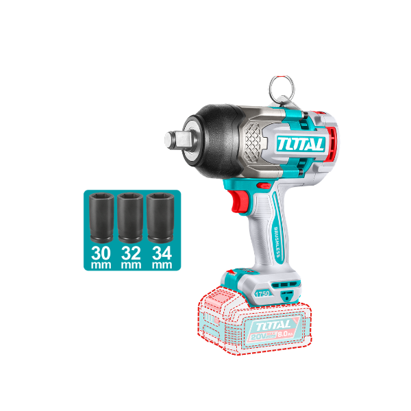 LLAVE DE IMPACTO INALÁMBRICO 19.05 mm 1750 Nm LIBRE DE CARBONES 20V TOTAL (3/4 plg NO INCLUYE CARGADOR NI BATERIA) TIWLI201751