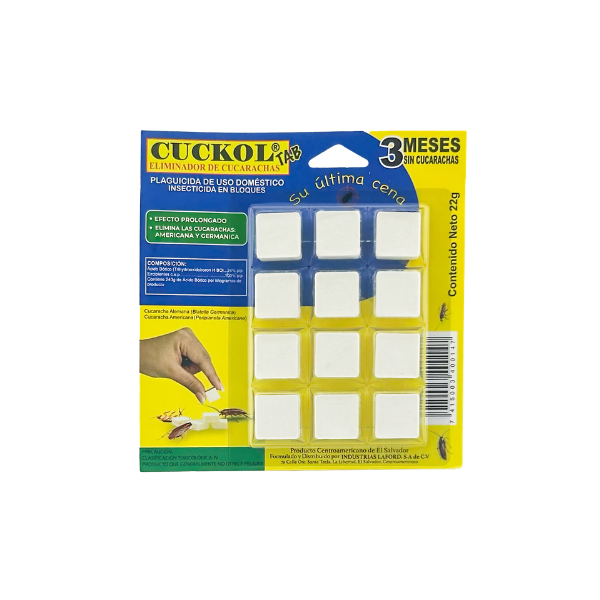 INSECTICIDA BIODEGRADABLE PARA CUCARACHAS EN PASTILLA 22 g CUCKOL